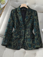 Leandra - Blazer de leopardo casual de mujer