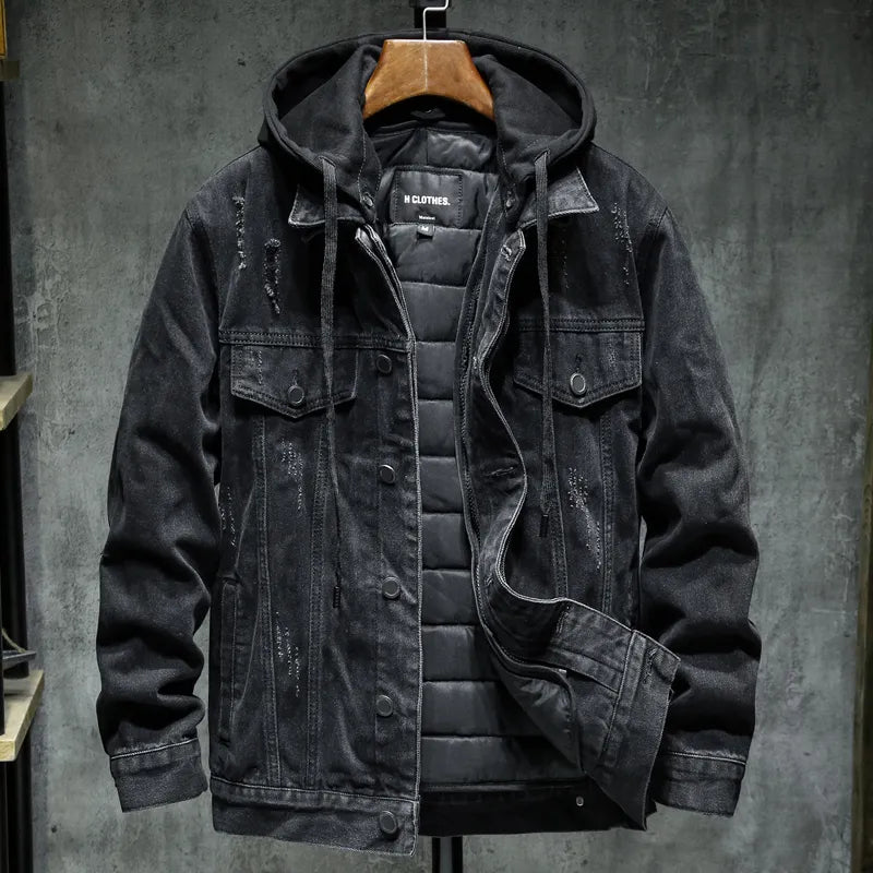 Chaqueta hombre denim con capucha - Shinji