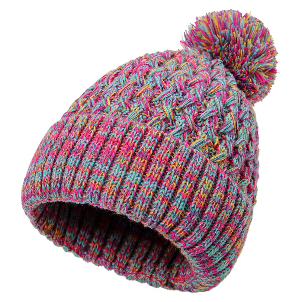 Gorro tejido para mujer de una capa con pompón - Kireva