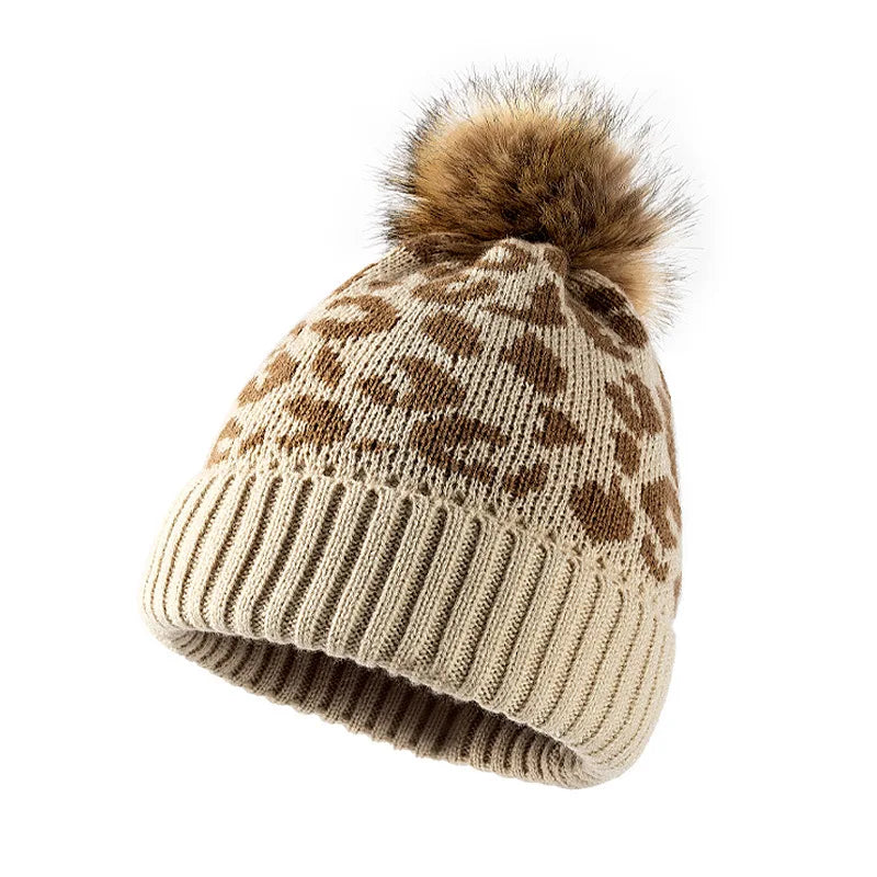 Gorro tejido para mujer con pompón de una capa - Zireon