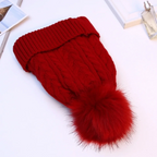 Gorro tejido para mujer con forro afelpado y pompón - Sauly