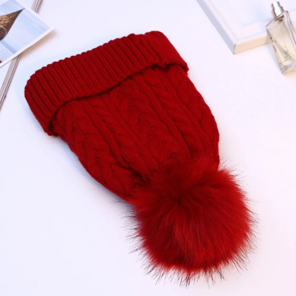 Gorro tejido para mujer con forro afelpado y pompón - Sauly
