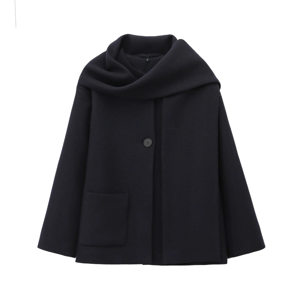 Abrigo para mujer estilo francés con cuello envolvente - Nèora