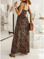 Maxivestido con tirantes y estampado de leopardo Gigi