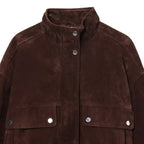 Chaqueta de ante con bolsillos frontales para mujer - Mireane