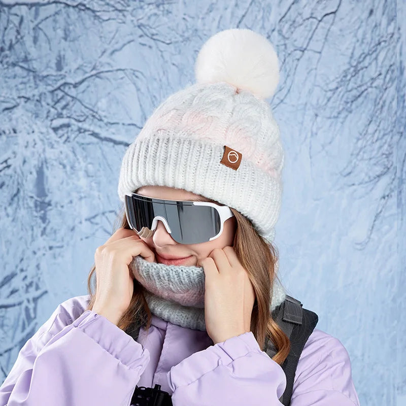 Conjunto de gorro y cuello tejido para mujer - Nireka