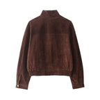 Chaqueta de ante con bolsillos frontales para mujer - Mireane