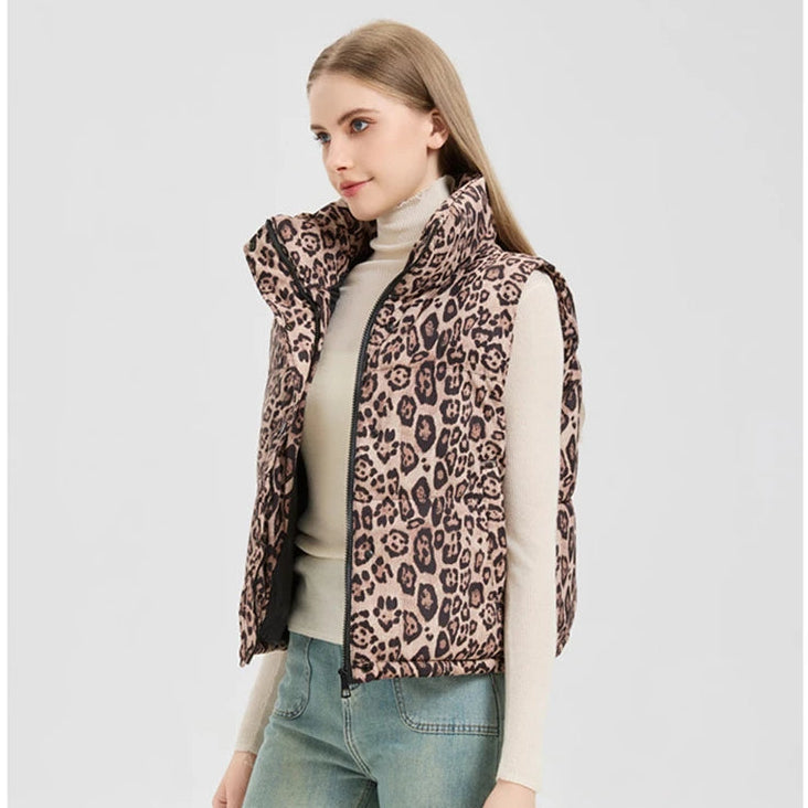 Chaleco acolchado con estampado animal para mujer - Alisanne