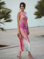Talía - Vestido de tinte con cuello chal