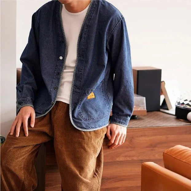 Chaqueta vaquera hombre cuello en V - Milo