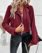Cazadora biker mujer efecto ante cropped cremallera - Vianne
