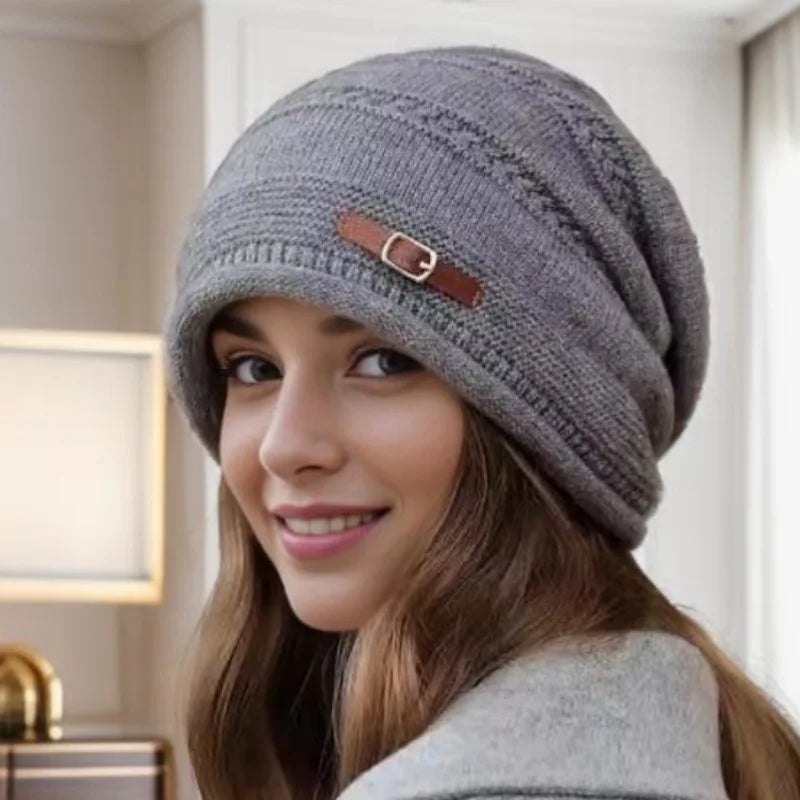 Gorro tejido para mujer con forro afelpado - Kireva
