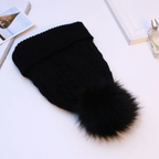 Gorro tejido para mujer con forro afelpado y pompón - Sauly