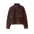 Chaqueta de ante con bolsillos frontales para mujer - Mireane