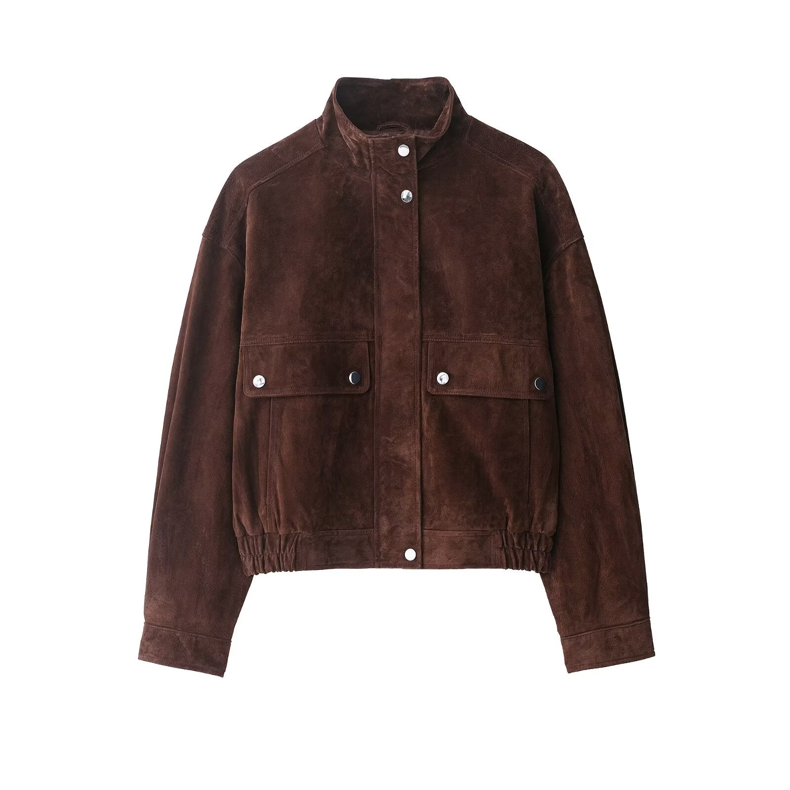 Chaqueta de ante con bolsillos frontales para mujer - Mireane