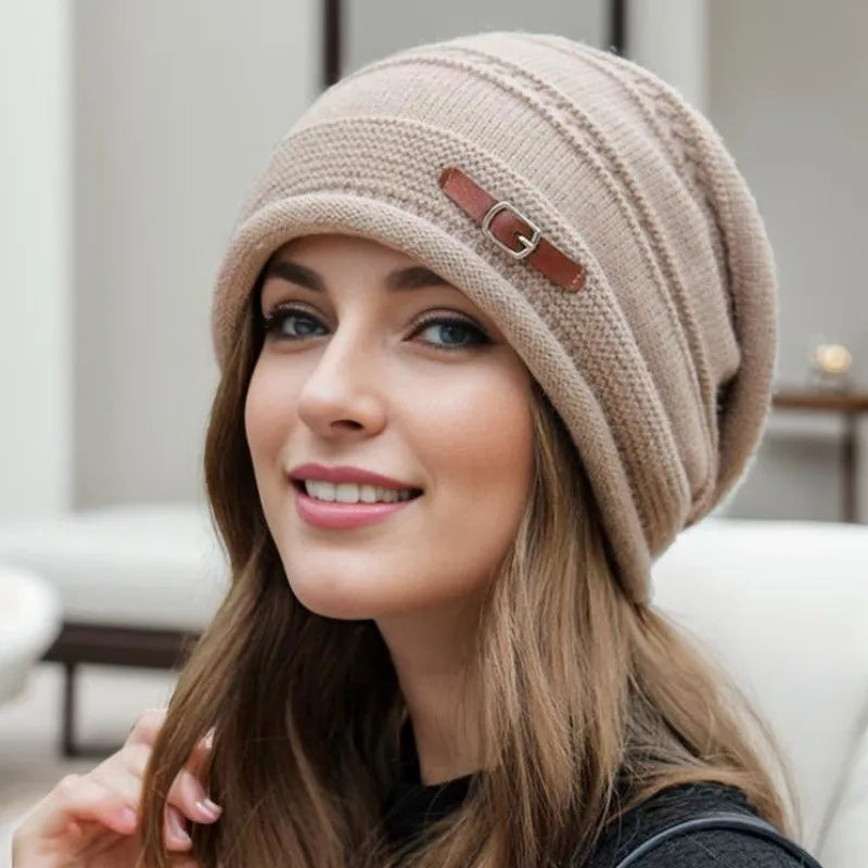 Gorro tejido para mujer con forro afelpado - Kireva