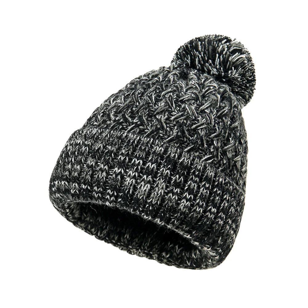 Gorro tejido para mujer de una capa con pompón - Kireva