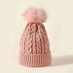 Gorro tejido para mujer con forro afelpado y pompón - Sauly
