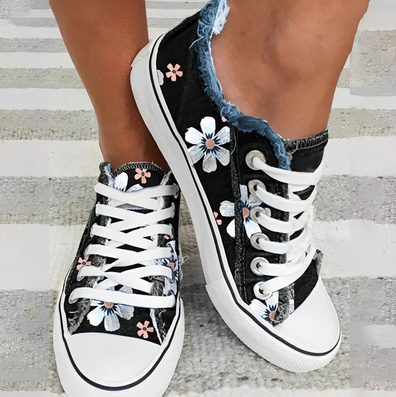 Rena - Deportivas de mujer a la última con estampado vaquero floral para un look elegante
