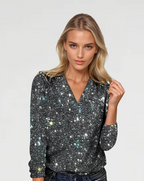 Kimberly - Lujosa camisa con cuello en V, elegante y con estilo