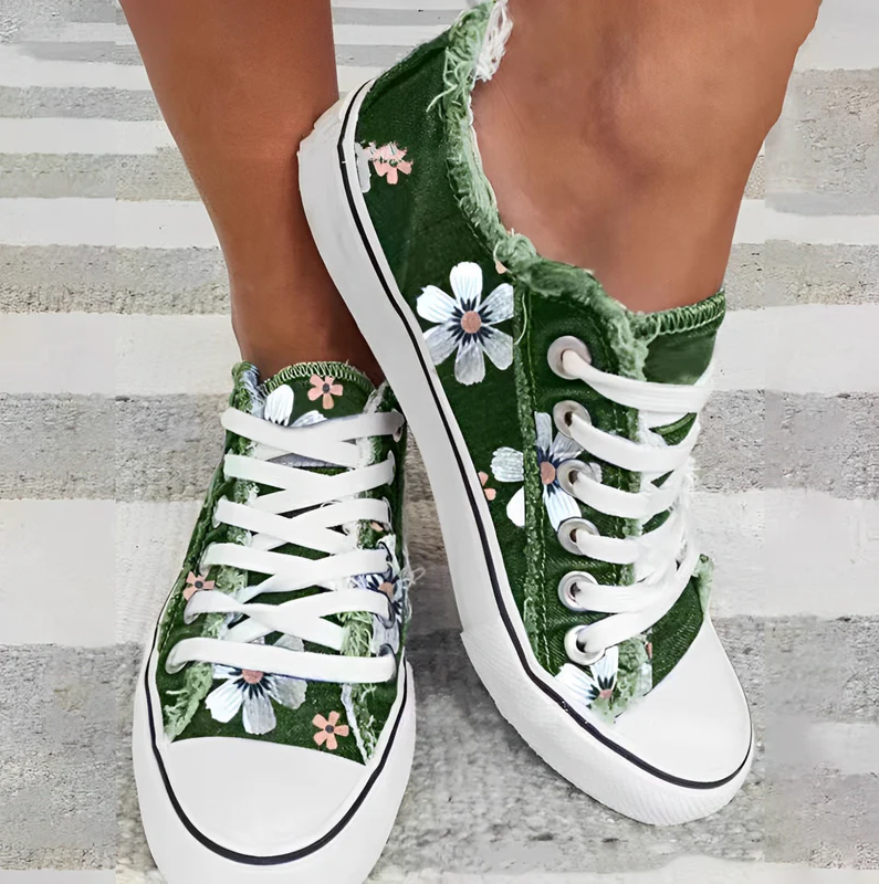 Rena - Deportivas de mujer a la última con estampado vaquero floral para un look elegante