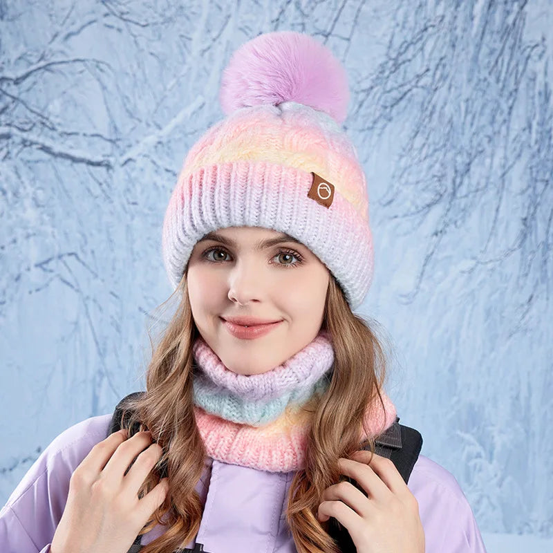Conjunto de gorro y cuello tejido para mujer - Nireka