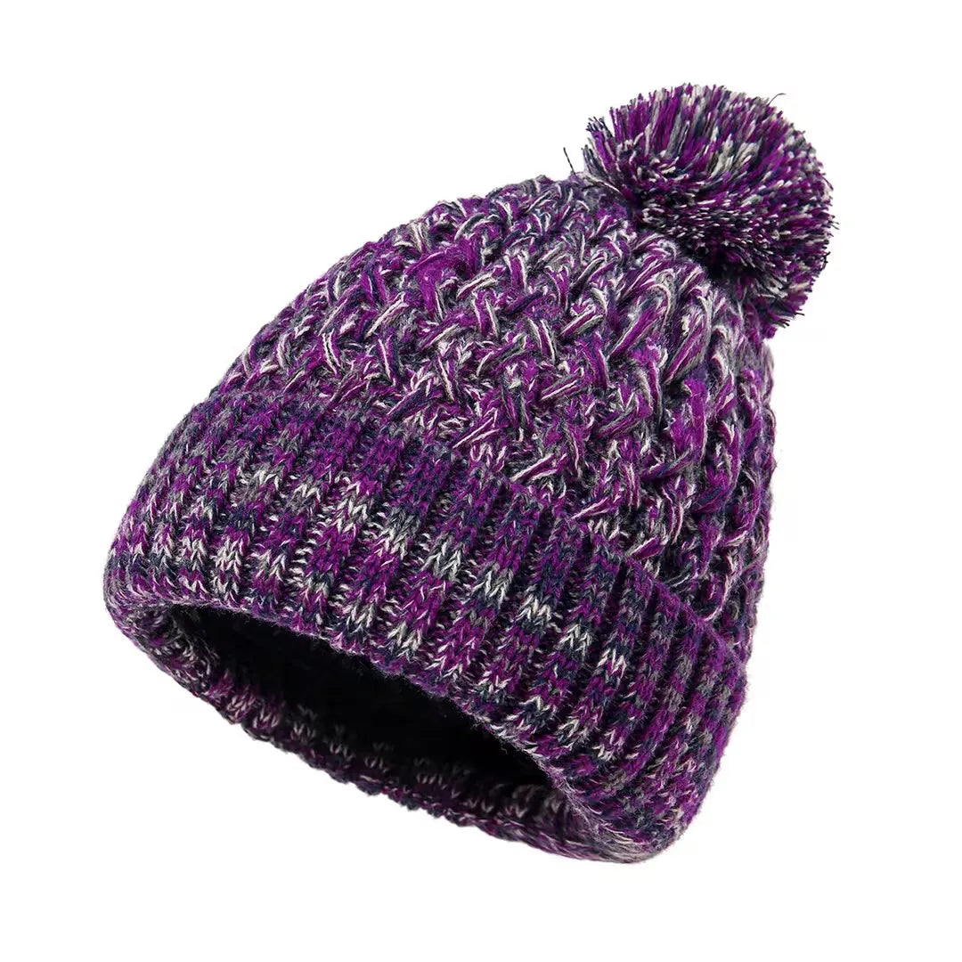 Gorro tejido para mujer de una capa con pompón - Kireva