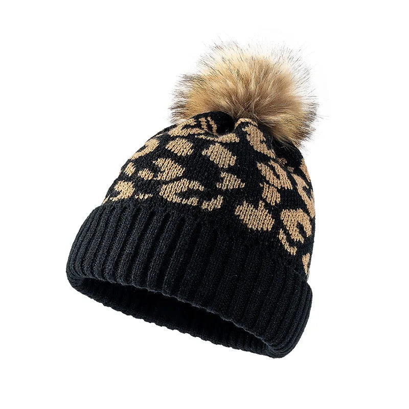 Gorro tejido para mujer con pompón de una capa - Zireon
