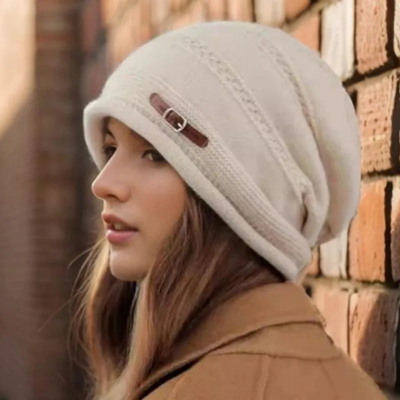 Gorro tejido para mujer con forro afelpado - Kireva