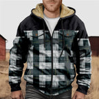 Mano - Camisa de hombre de franela con forro polar - A cuadros, con capucha y tapeta de botones