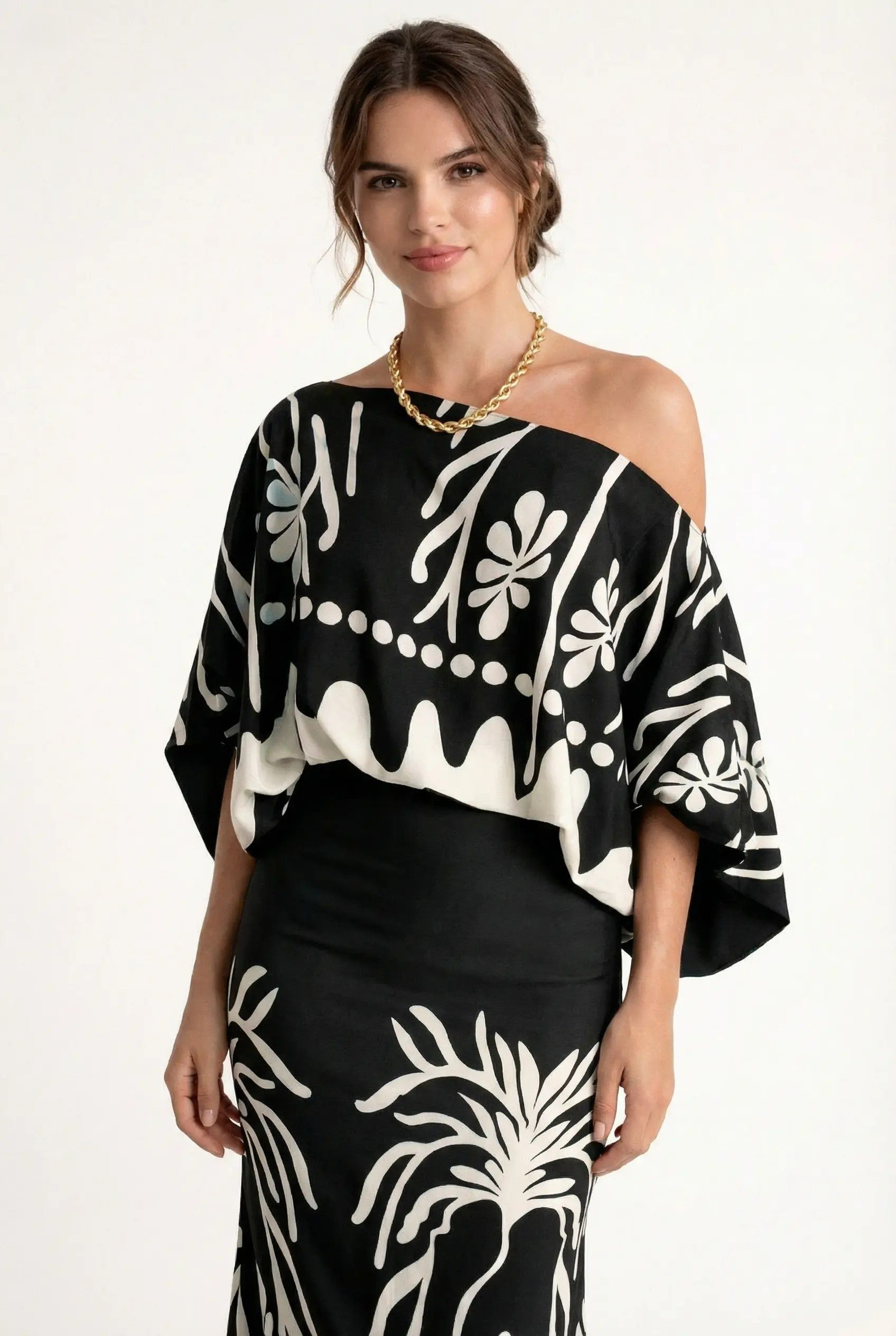 Conjunto mujer blusa falda larga estampado primavera - Helene