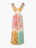 Vestido bohemio largo para mujer con estampado multicolor - Rhoswen