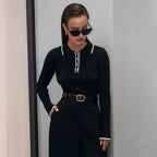 Jersey de punto fino para mujer con cuello clásico - Évanie