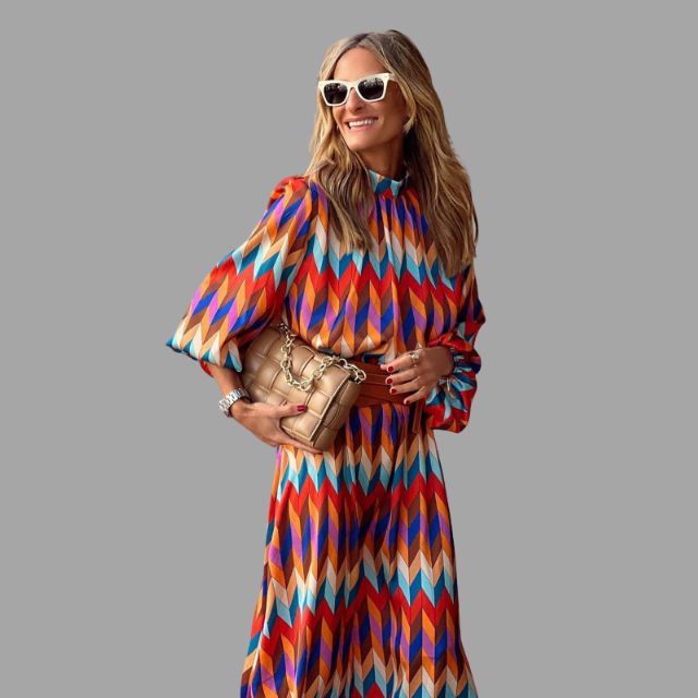 Vestido midi de espiga de colores para mujer - Aleiah