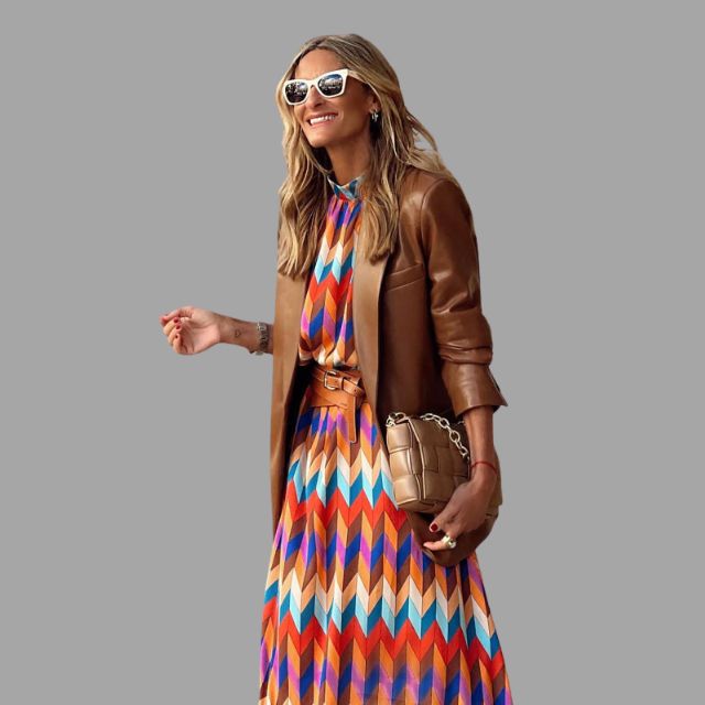 Vestido midi de espiga de colores para mujer - Aleiah