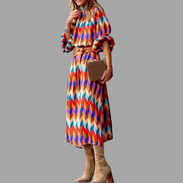 Vestido midi de espiga de colores para mujer - Aleiah