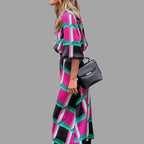 Vestido midi de espiga de colores para mujer - Aleiah