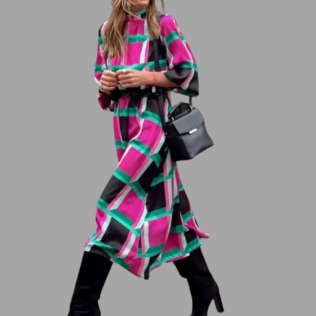 Vestido midi de espiga de colores para mujer - Aleiah