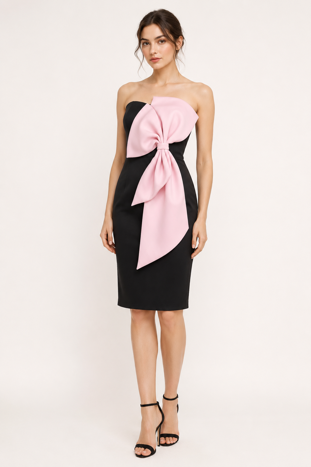 Vestido de fiesta elegante con maxi lazo decorativo y corte recto para invitada - Hannelore
