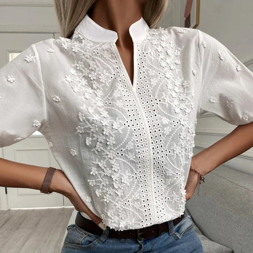 Gina - Blusa de moda blanca