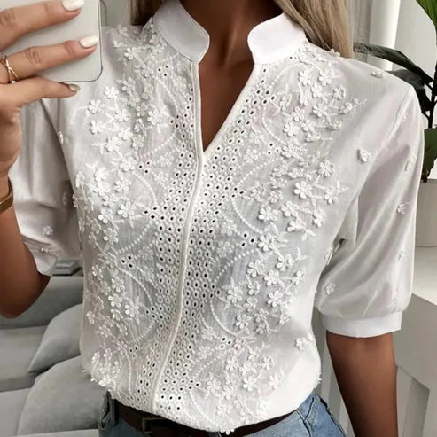 Gina - Blusa de moda blanca