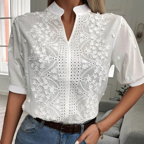 Gina - Blusa de moda blanca