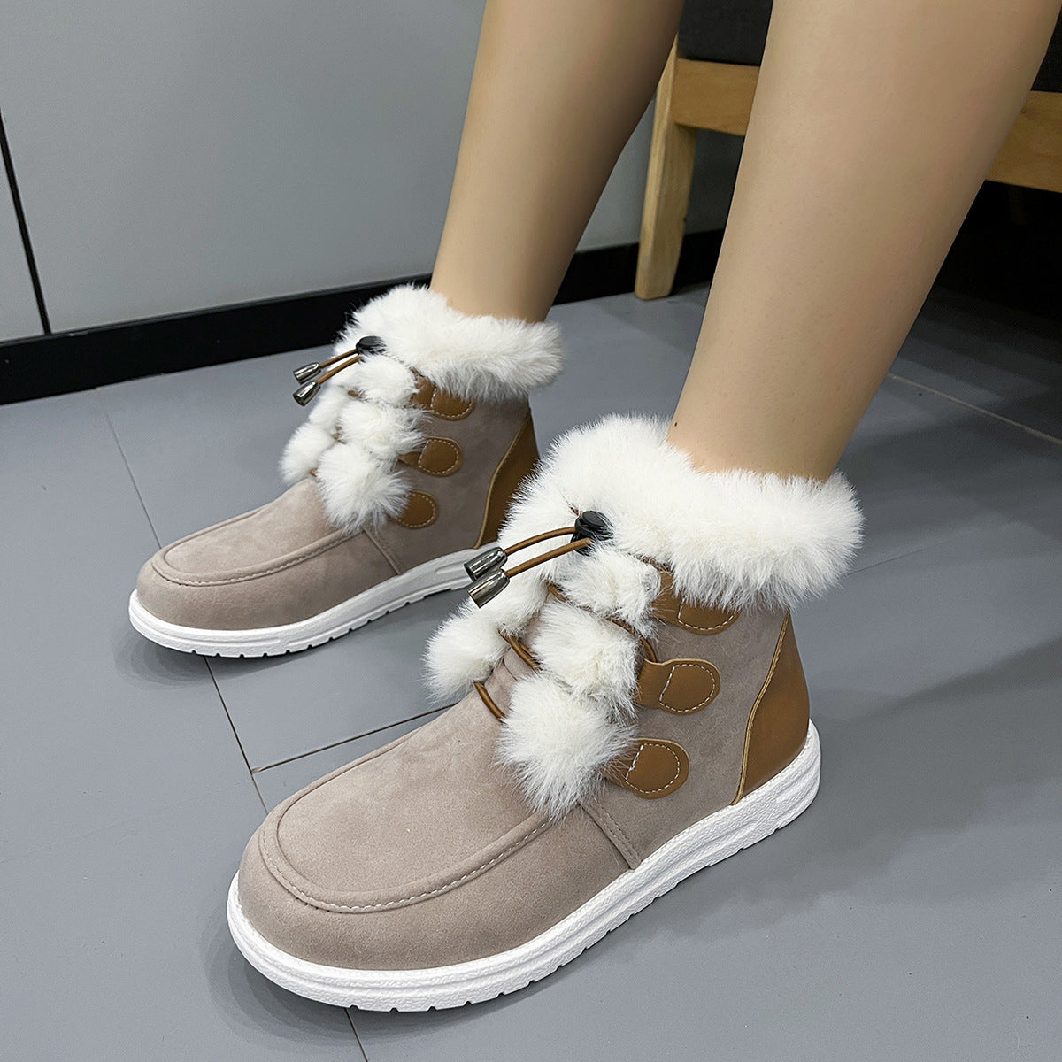 Botines para mujer estilo invernal con acabado afelpado - Yseline
