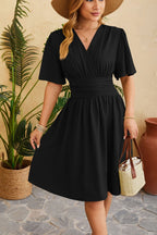 Vestido midi mujer escote cruzado manga corta - Isadora