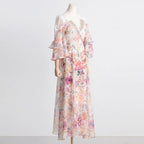 Vestido hada cuello pico - Entallado con motivo floral