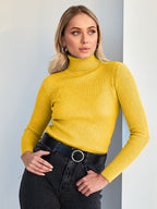 Jersey de punto de cuello alto para mujer de manga larga - Inga