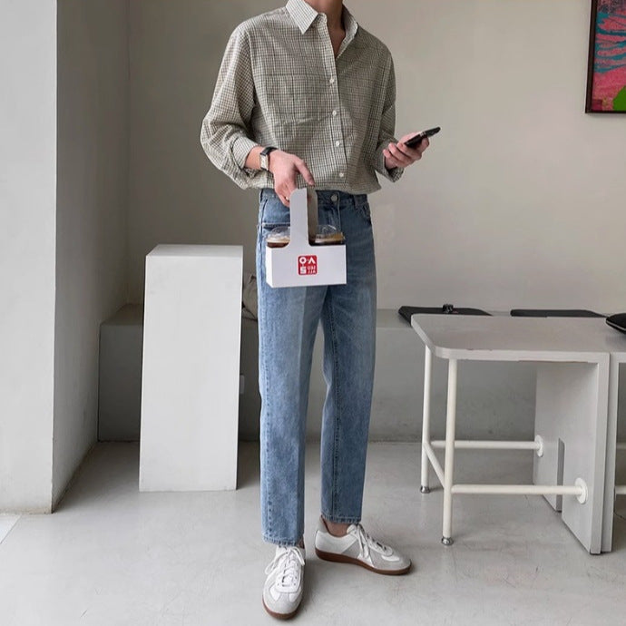 Pantalones vaqueros rectos de lavado claro para hombre - Stellan
