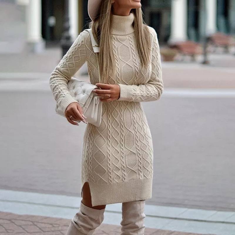 Vestido de punto cuello alto para mujer - Elin