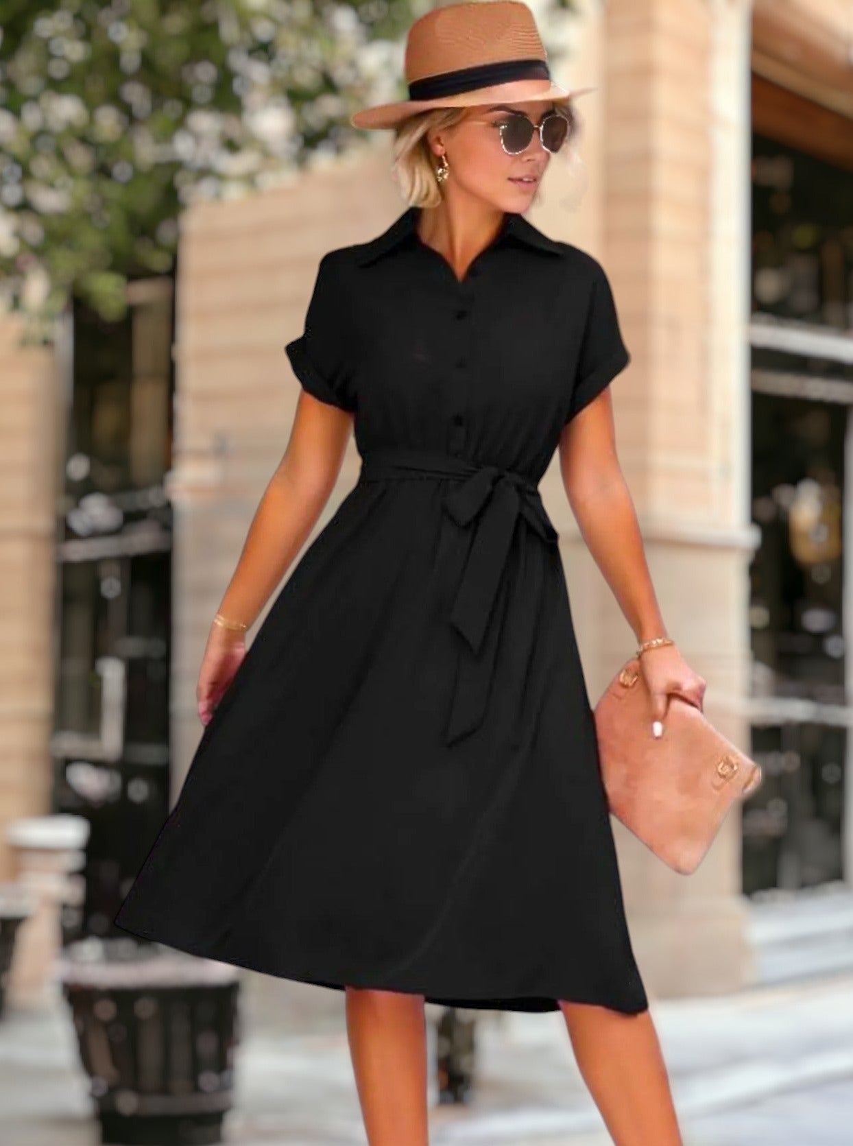 Hannah - Vestido clásico con cuello femenino y cómodo