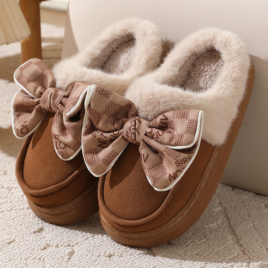 Zapatillas de casa para mujer efecto afelpado con lazo decorativo - Mairene